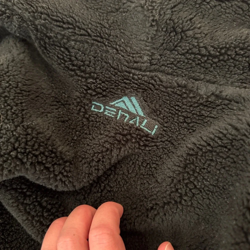 VTG! Denali Reversible Fleece Coat Cabin Print Shawl Collar Long Sleeve Green M - Picture 15 of 16